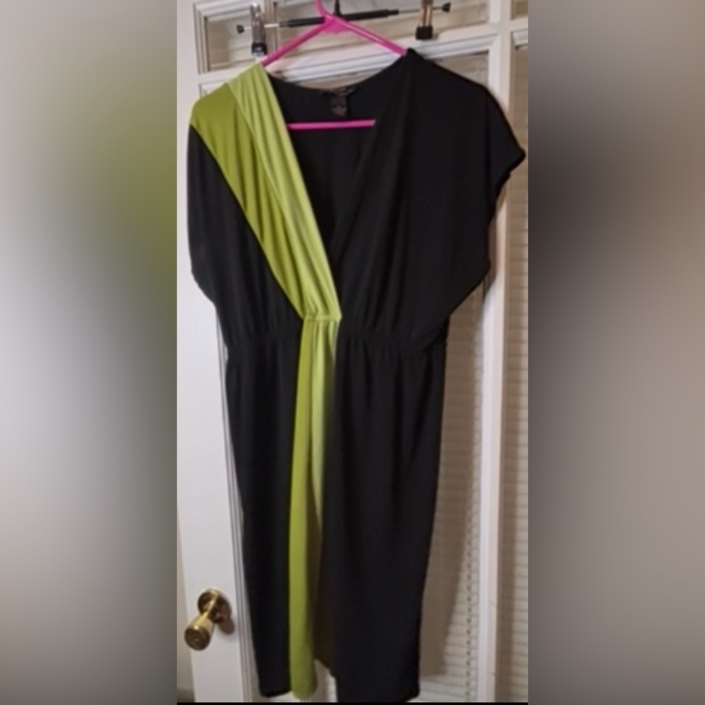 Fun& Flirty Black and Green Dress-XL